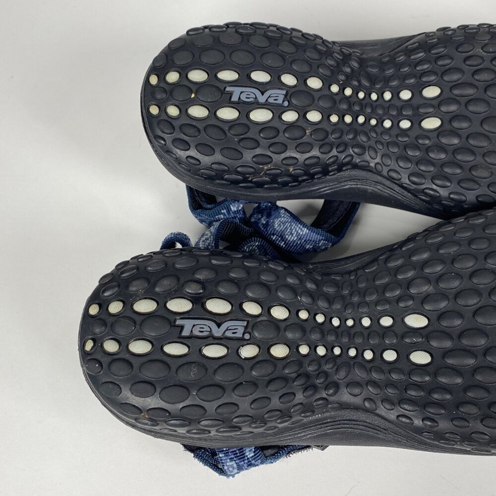 Teva Hiking Sport Water Sandals Womens Size 8.5 Blue Floral Hook Loop Strap 6465 - Picture 8 of 10